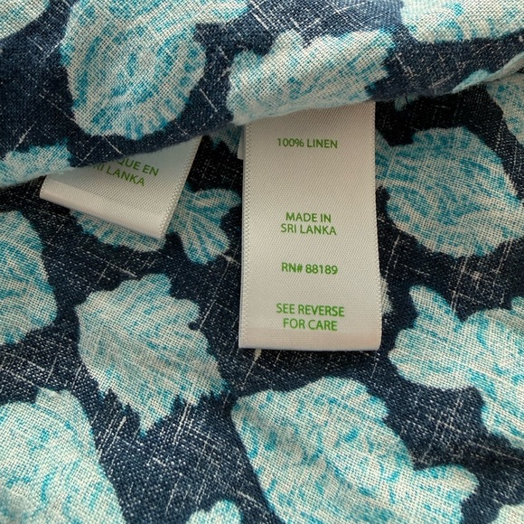 Lilly Pulitzer Sea View 100% Linen Shirt Low Tide Navy Size XS - Picture 11 of 11